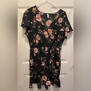 Xhilaration Black Dress with Floral Design